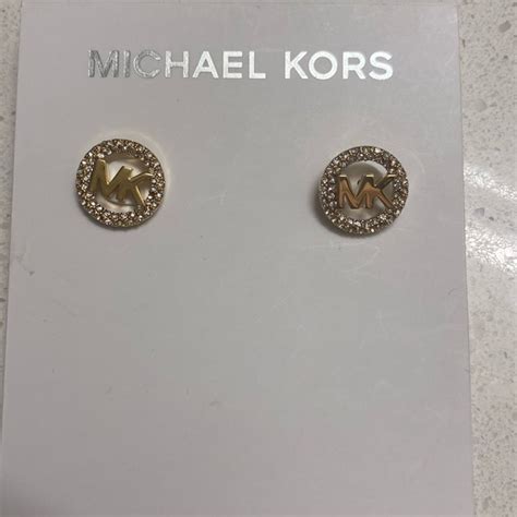 michael kors ohrstecker mkj 6181710|Michael Kors Brass and Pavé Crystal MK Logo Stud Earrings for .